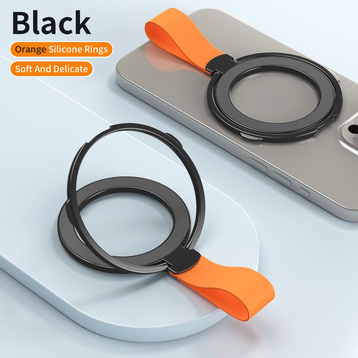Anneau de support magnétique pour téléphone portable Mag-Safe, anneau de support avec aimant double face réglable, noir
