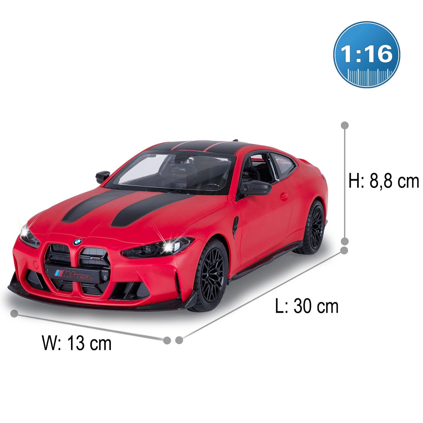 JAMARA 402270 BMW M4 CSL 1:16 czerwony 2,4 GHz RC samochód wyścigowy zdalnie sterowany, zabawka dla dzieci od 6 lat, pomysł na prezent