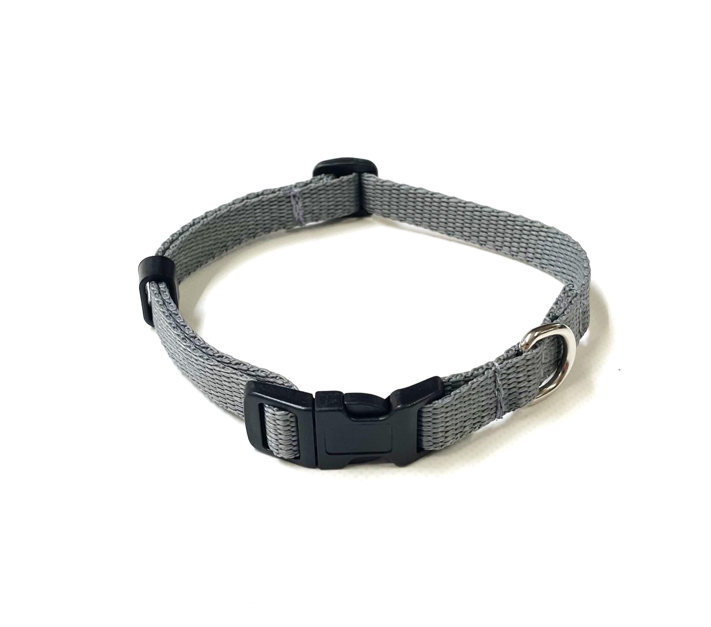 Puppy Collar Small Dog Collar Adjustable Strong Durable Training Walking 13mm Webbing (X-Small (8" - 11"), Silver/Grey) — image 1