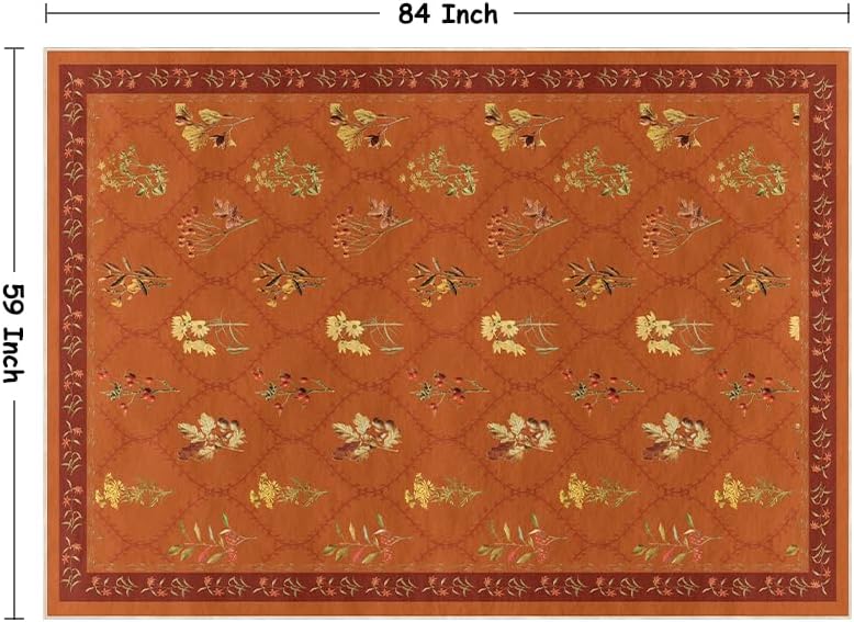 Artoid Mode Rust Orange Floral Geometric Modern Fall Area Rug, Autumn Thanksgiving Home Decor Non Slip Washable Area Rug for Entryway Bedroom Living Room Laundry Room Indoor 5x7 Feet