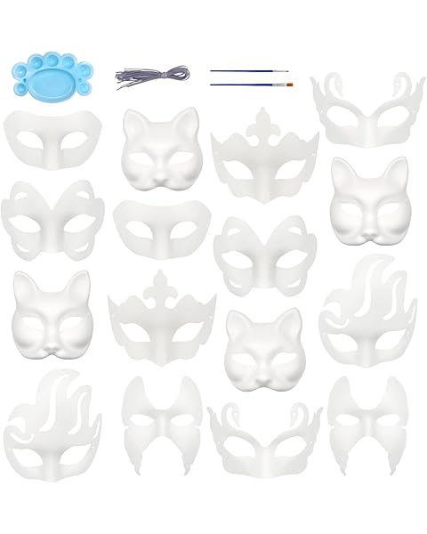Qavctw DIY White Masks Paper Cosplay Christmas Party Mask Unpainted Plain Craft Masquerade Masks