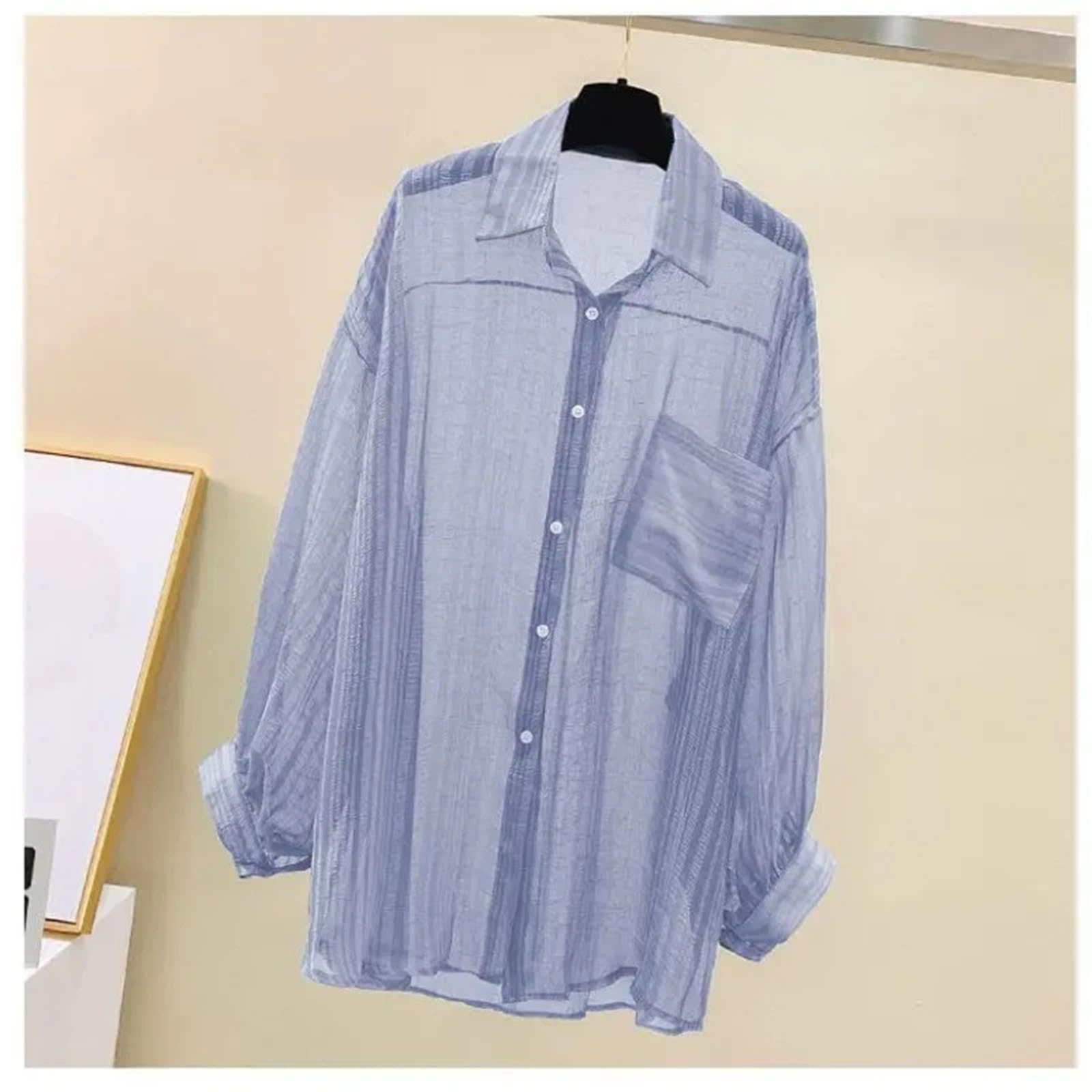 Blusas finas de verano para mujer, elegante, casual, holgada, de manga larga, para la oficina y el trabajo