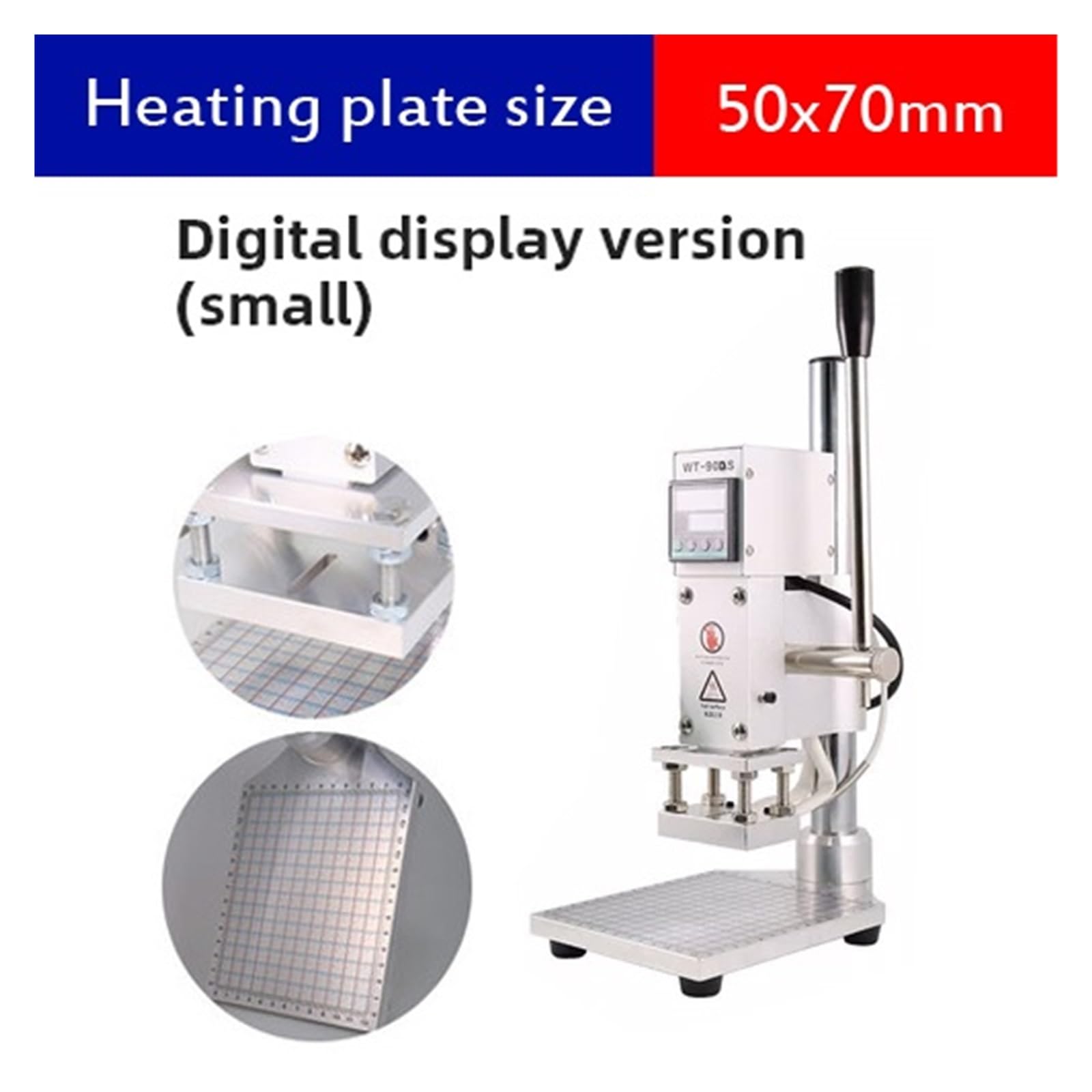 Stampa digitale a trasferimento, Macchina for stampa a caldo manuale WT-90DS, macchina for stampa a caldo digitale in rilievo con logo personalizzato in legno di carta in pelle PVC(50x70)