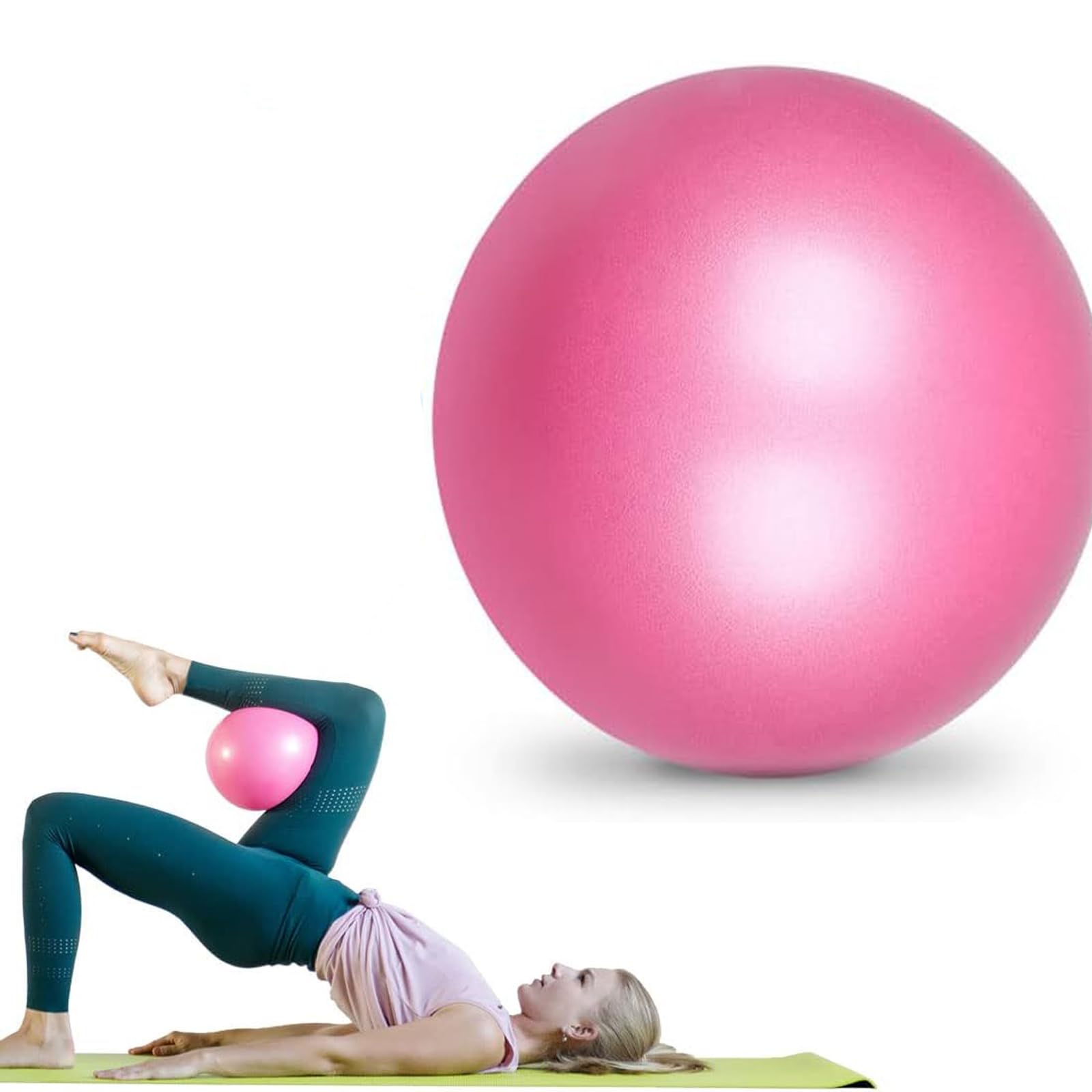NTEK Soft Pilates Ball – Mini Exercise Ball for Yoga, Core Training & Physical Therapy – Anti-Burst, Non-Slip Small Gym Ball with Straw for Easy Inflation Home, Office & Barre Workouts (PINK, 85CM)