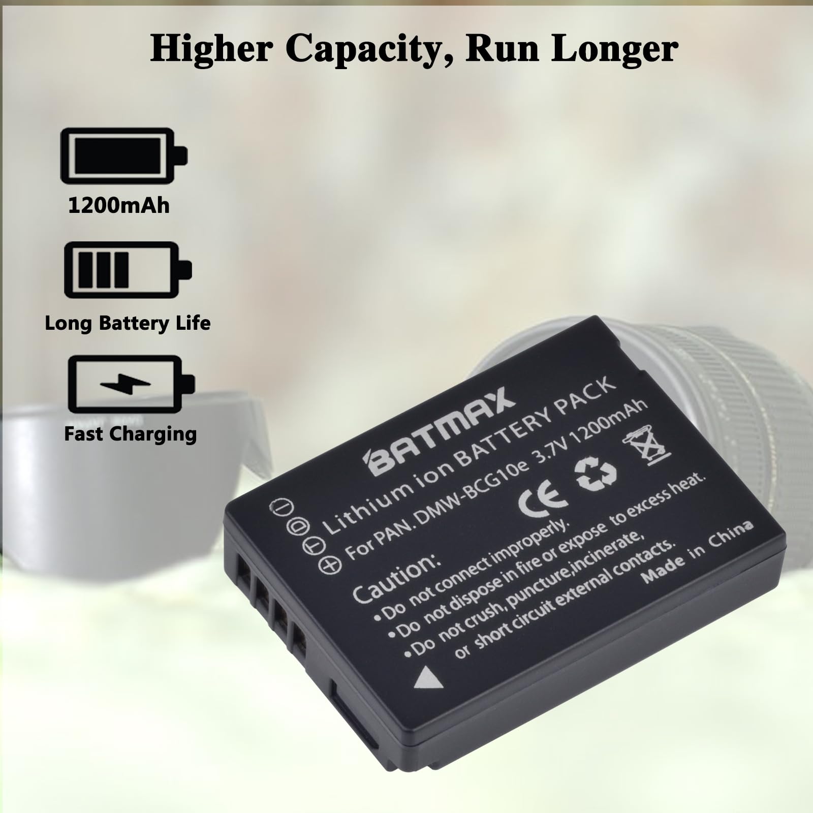 Kastar Replacement Battery For Panasonic Lumix DMW-BCG10 - 1700mAh Li-Ion, Fits ZS3, ZS5, ZS6, ZS7