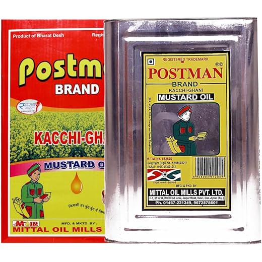 Postman Kachi Ghani Mustard Oil 15L Tin Pure Organic Wood Pr