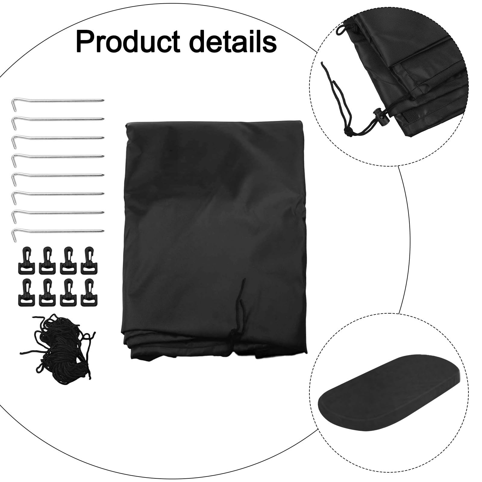 ZYNCUE Cubierta ovalada para alberca sobre el suelo, resistente al agua para protección con accesorios, color negro