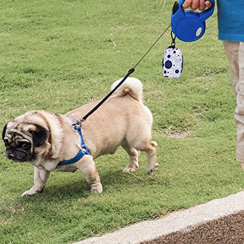 Image of Petmolico Dog Poop Bag Holder Leash Attachment, Dog Waste Bag Dispenser Zippered Pouch, Fits Any Dog Leash, Includes Free Roll of Dog Bags, Poop Bag Dispenser - 2 Pack, Blue Dots