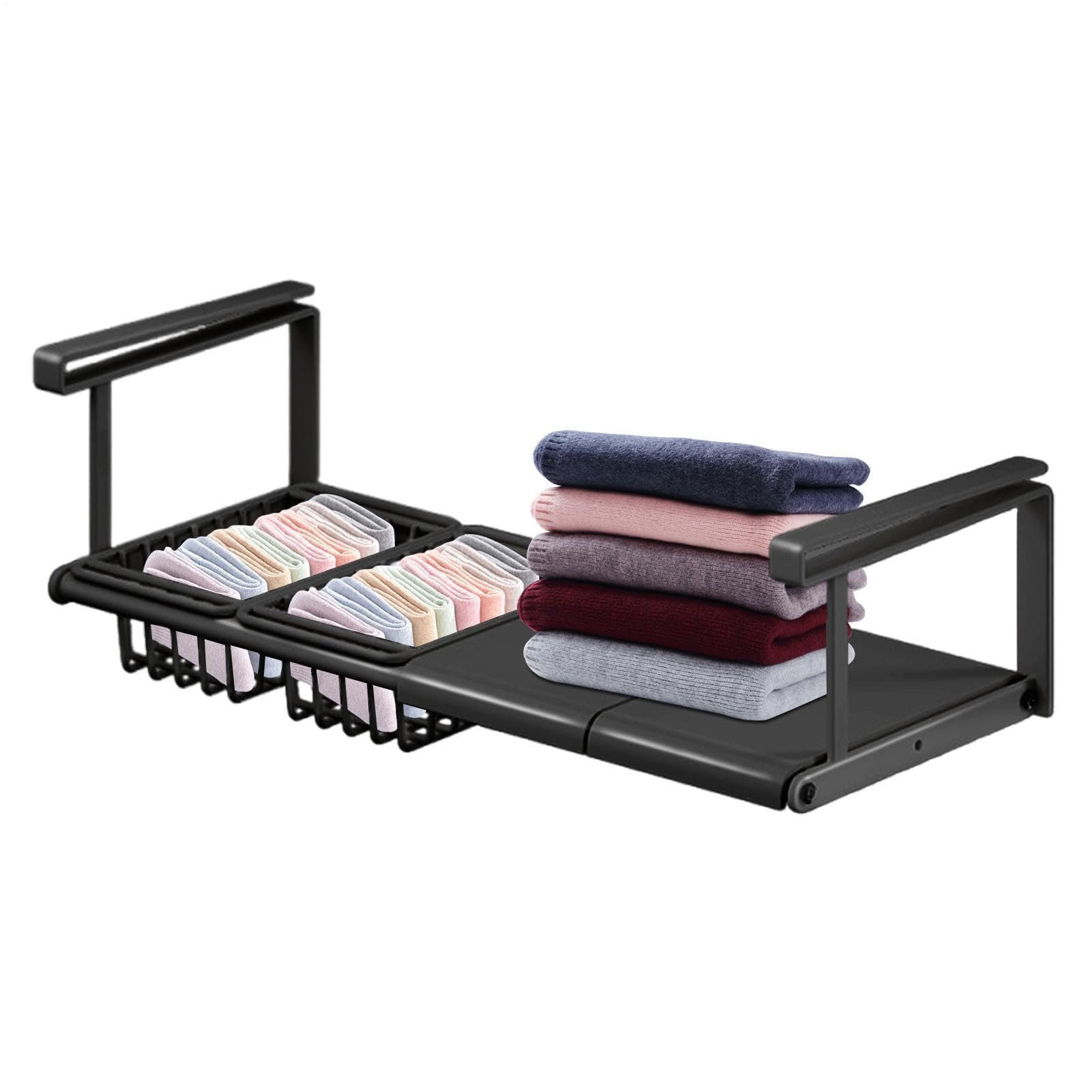 Mensola Sotto Contenitore Estensibile Senza Foratura | Cesto Organizzatore sotto Mensola per Cucina, Dispensa, Armadio, Ripostiglio, Lavanderia, Camper, , Bagno