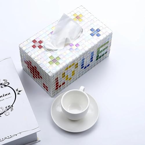 Miniatura 6 de 530 piezas de azulejos de mosaico de vidrio ilusión, suministros de fabricación de mosaicos cuadrados, mosaico de mosaico, manualidades de bricolaje