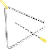 Vista 4 de Juego de 6 instrumentos de triángulo musical, 4, 5, 6, 7, 8, 9 pulgadas, instrumentos de percusión con Striker, triángulo de acero musical