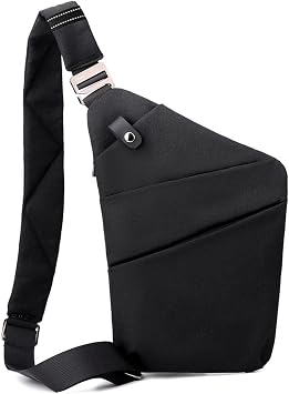 FANDARE Anti-Theft Sling Bags Chest Shoulder Backpack Crossbody Bags Cover Pack Rucksack Crossbody Bag for Men Women Travel Hiking Bicycle Sport Gym Daypacks NylonBlack B