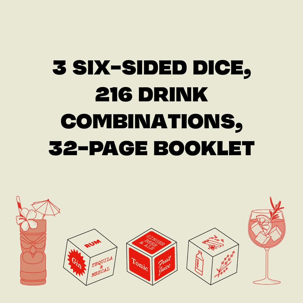 Cocktail Dice | Liquors, Mixers, & More | Roll for Over 200 Delicious Drink Combos!