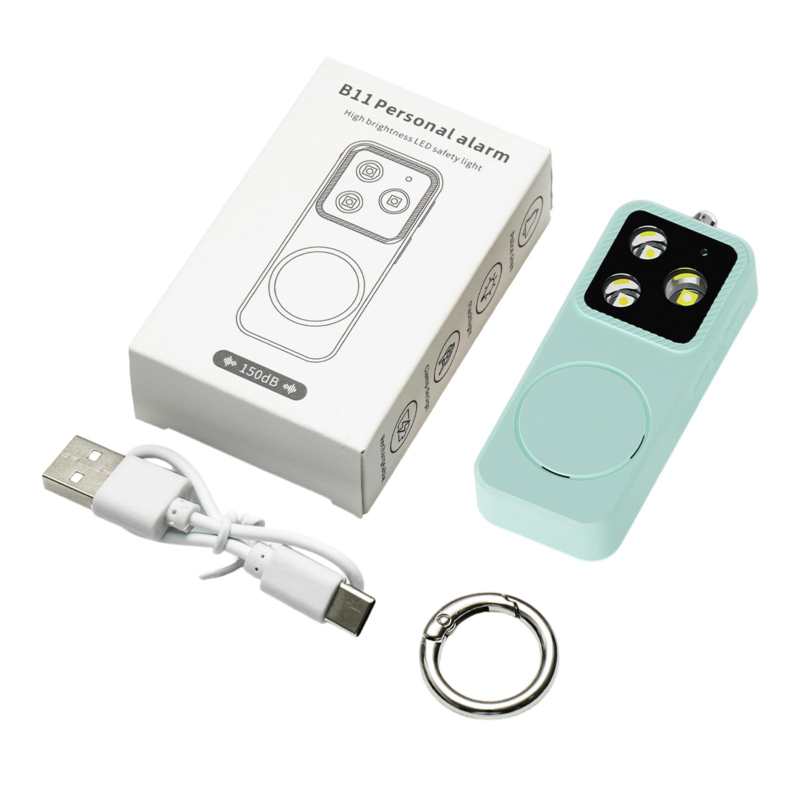 Alarma Personal,150db de Seguridad Recargable | Fuerte para Protección Segura y Alarma Personal - para La Seguridad En La Universidad, Viajes Diarios, Mujeres, Niñas, Niños Y