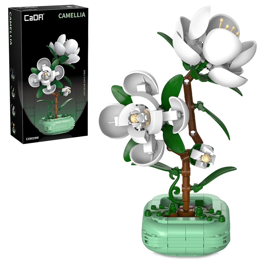 CaDA C59029W Botanicals Flower Bouquet, Camellia Building Toy Set