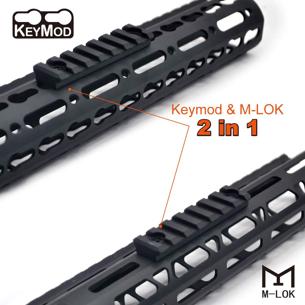 Trirock Universal 7 Slots Picatinny Rail Section KeyMod M-LOK Black