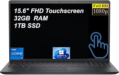 dell Inspiron - Computadora portátil, pantalla táctil FHD de 15.6 pulgadas, Intel Core i7-1355U de 13 generación, memoria RAM DDR4 de 32 GB, SSD