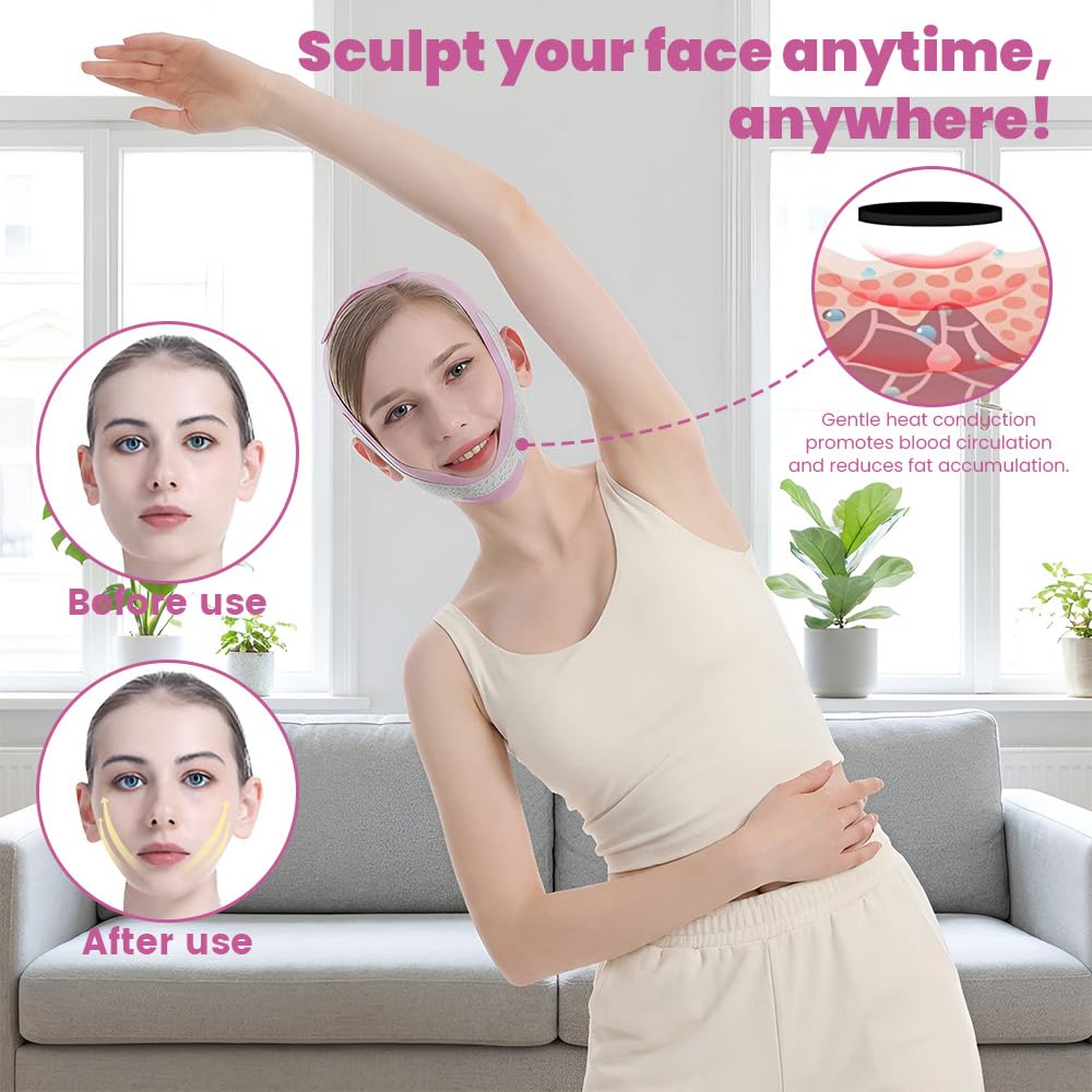 Doppio Mento,Maschera Viso,Medicube Mask Fascia Donna,Bendaggio Traspirante per Il Viso a V, Della Sollevamento e Rafforzamento, Riparazione del Doppio Mento, Muscoli Masseteri (Viola)