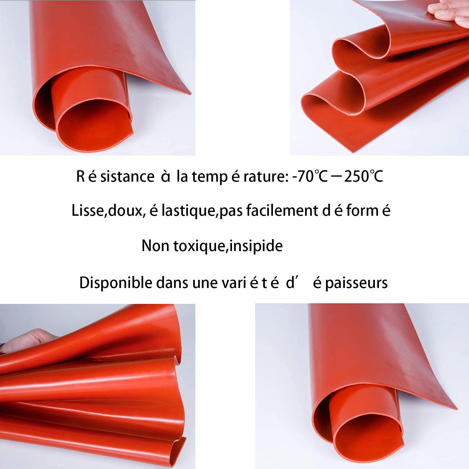 TEN-HIGH - Placa cuadrada de silicona, resistente a altas temperaturas, impermeable, absorción de golpes, 500 x 500 mm, grosor de 1 mm
