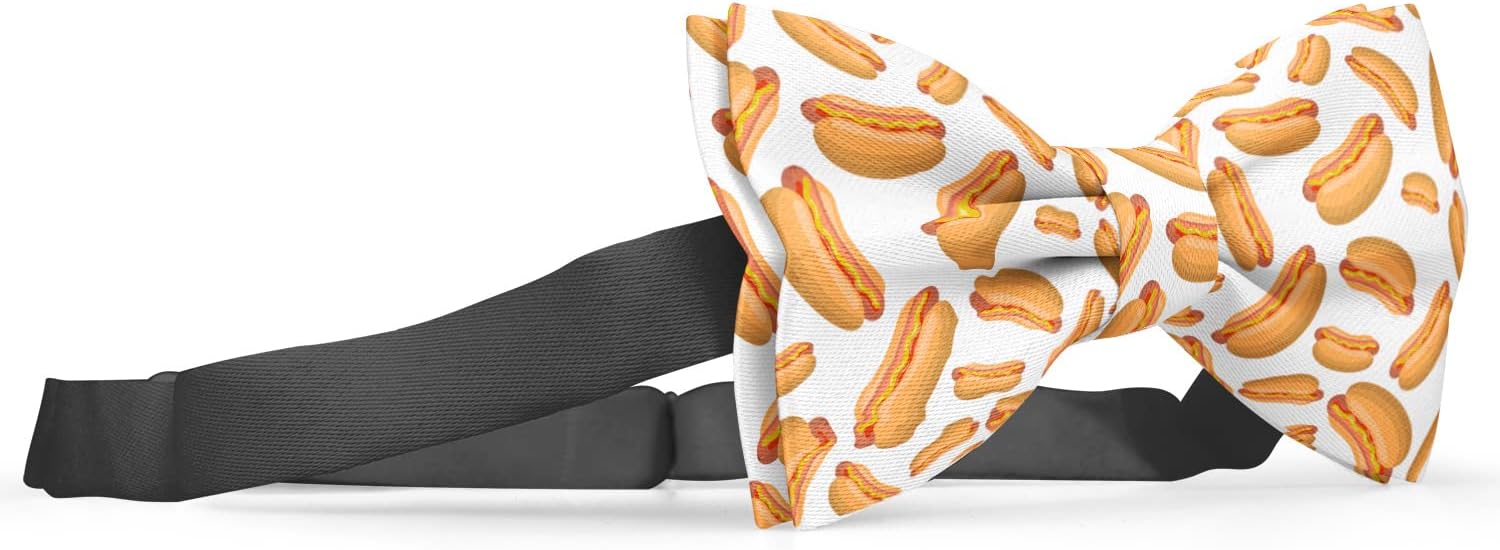 Adjustable Pre-tied bow tie for Men (Hot Dog Pattern) Elegant Cute Bowties for Dogs Cats Pets