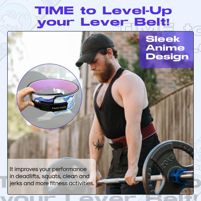 Miniatura 4 de Cinturón de palanca de anime, cinturón de levantamiento de pesas, resistente para levantamiento de pesas, cinturón de gimnasio para levantamiento de