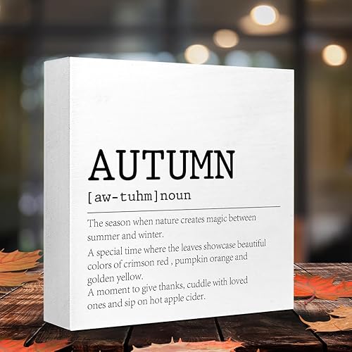 Miniatura 3 de Letreros de madera con bloques de madera para decoración de otoño, decoración rústica de otoño para el hogar, dormitorio, oficina, escritorio, mesa,