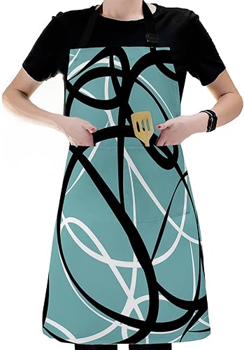 Miniatura 6 de Contemporary Bib Aprons for Women With Pockets, Waterproof Canvas Chef Kitchen Cooking Apron for PaintingHair StylistNail TechnicianKids Arts And