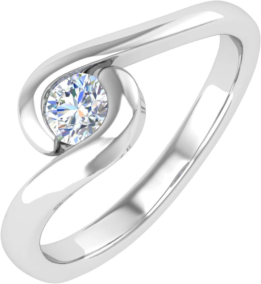 10K Gold Channel Set Solitaire Diamond Engagement Ring Band (0.18 Carat)