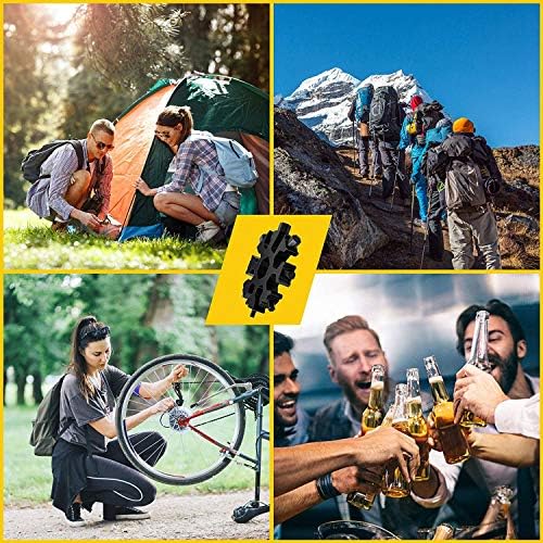 ECHG 18 in 1 Snowflake Multi Tool, Stainless Steel Portable Multi-Tool with Keyring & Carabiner Clip for Outdoor Travel Camping Daily Tool (Black)