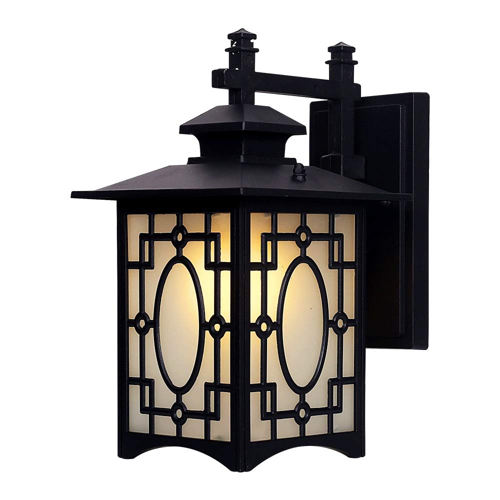VDOQTLJT Chinese Traditional Retro Outdoor Waterproof Glass Cover Metal Wall Lantern Anti-Rust Aluminum Garden Lamp Nostalgic Villa Aisle Balcony Sconce Light