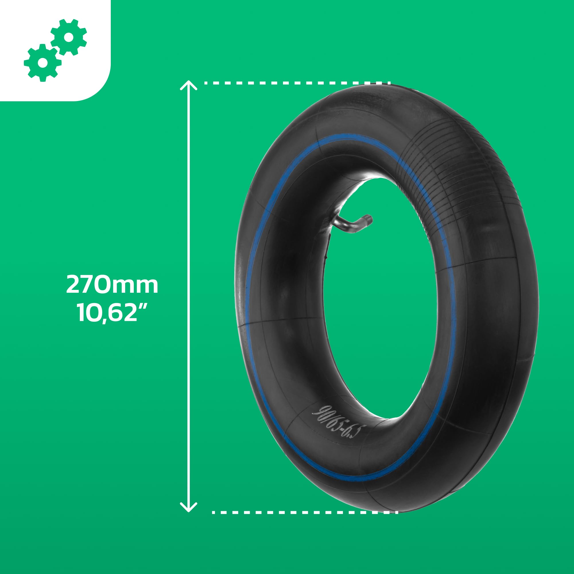 MOOVMOOV - 2 Chambres à air 90/65-6.5 (11 Pouces) pour Trottinette Électrique - Valve coudée 100/90 | Compatible avec Pneu Gonflable 90/65-6.5 Off-Road, Slick et Road.
