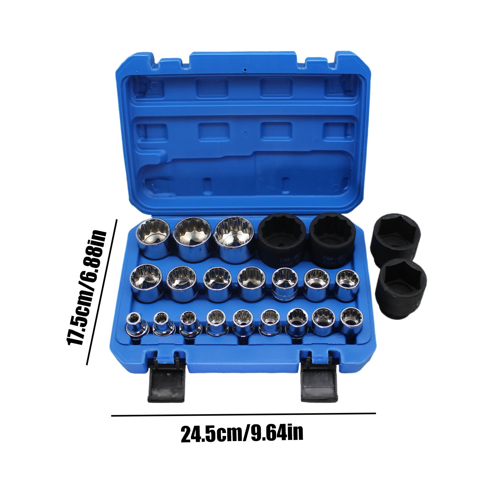 Zestaw Kluczy Nasadowych Zestaw Rękawów do Konserwacji Pojazdów | Ergonomiczny Zestaw 21 Elementów Klucza Grzechotkowego do Warsztatu Samochodowego Budowy Elektrycznego Morskiego