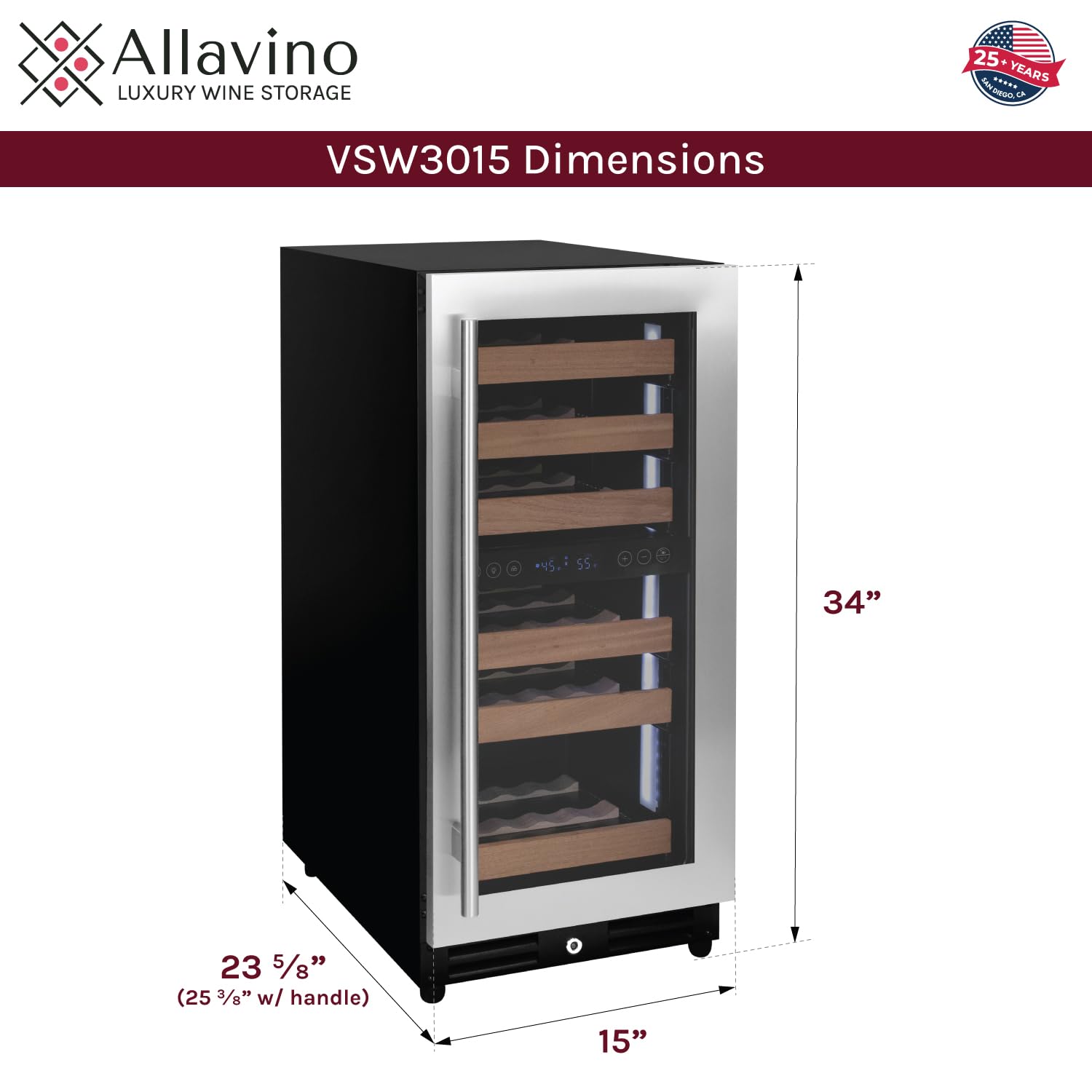 Allavino Reserva Series 30-Bottle Dual Zone Built-in Wine Cooler Refrigerator