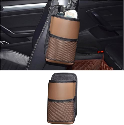 BESULEN Bolsa para botella de agua para automóvil, soporte para vasos automático, organizador lateral de asiento colgante con correa ajustable,