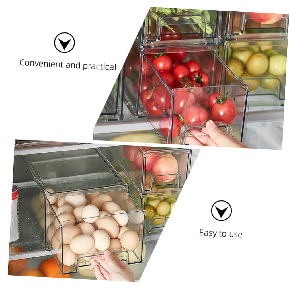 Garneck Contenedor Organizador para Refrigerador Gran Capacidad y Diseño Transparente de Pet, Caja Retráctil Fácil de Extraer Adecuado para Armarios y Cocina