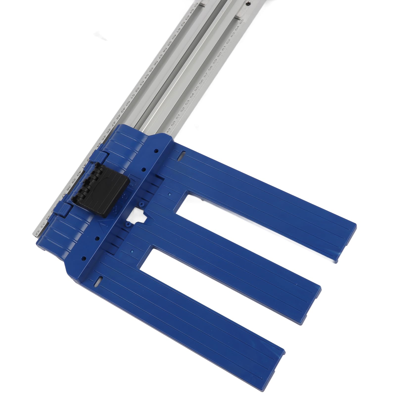 Szyna Prowadząca Noża do Obróbki Drewna dla Stolarza, Zakres Cięcia 0-65 Cm | Regulacja w zakresie 0–65 cm, stop aluminium, przezroczysta skala, jeden klucz stały, gładki podkład, do cięcia piłą