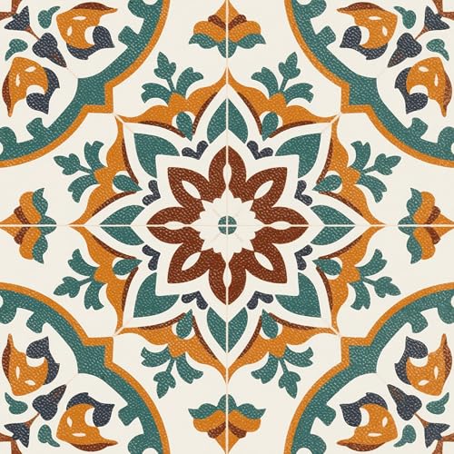 HOMETITUTE 10PCS 12x12 Inch Boho Moroccan Floral Pattern Floor Ti...