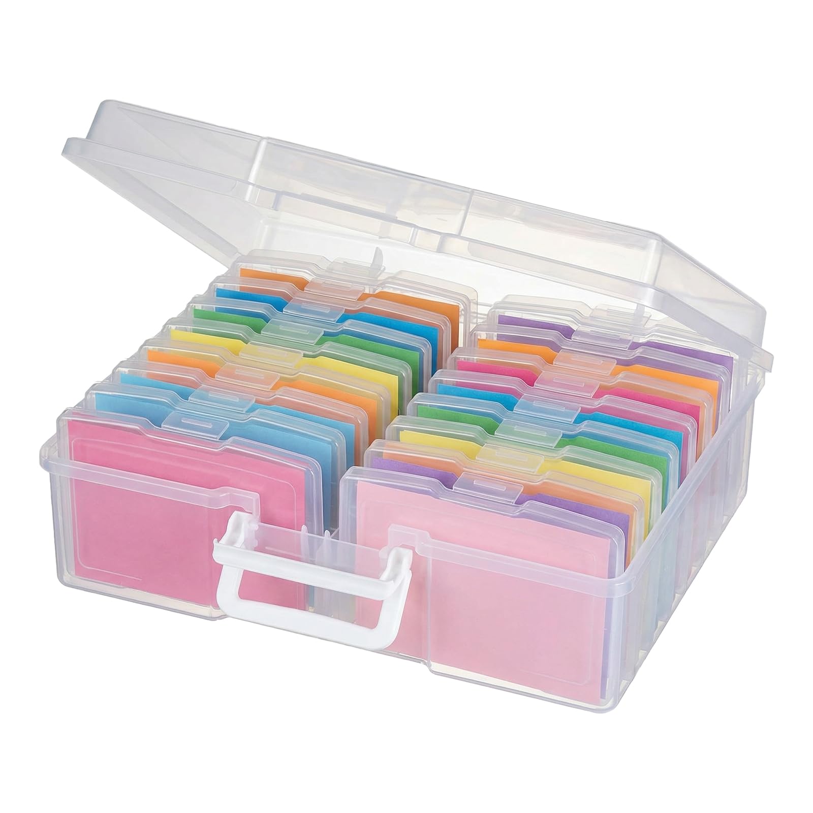Novelinks 4" x 6" Photo Organizer Box With Handle - 16 Inner Cases for Picture Storage (White) — image 1