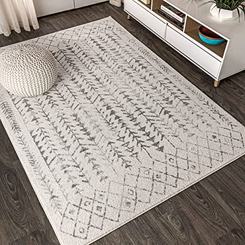 JONATHAN Y Ziri Moroccan Geometric Cream/Gray Indoor Area Rug, 8x10, Bohemian, Scandinavian, Easy-Cleaning for Living Room, Bedroom, Kitchen, Pet Friendly, Non-Shedding (MOH210A-8) - Image 3
