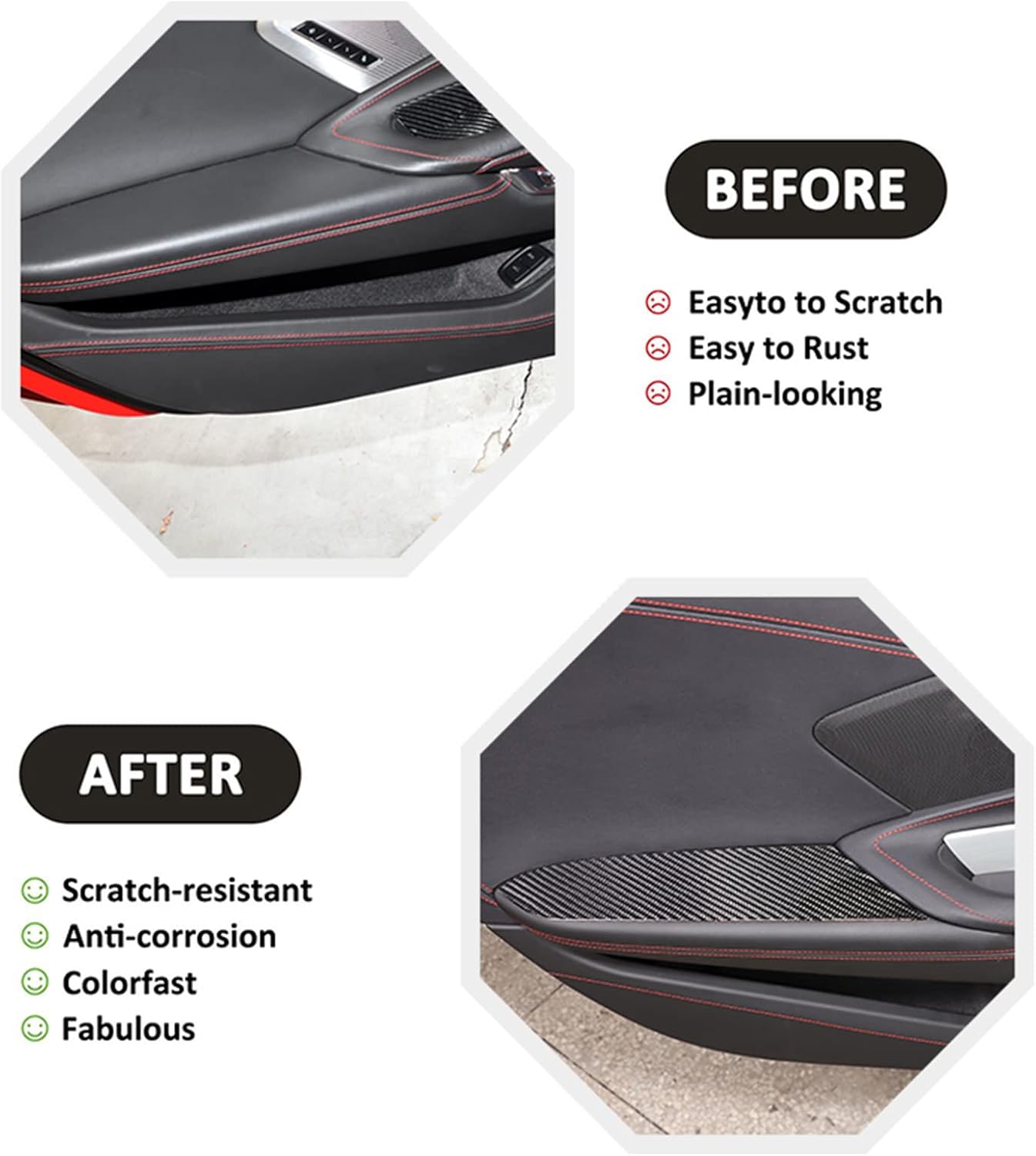 CHEAYAR Soft 3D Real Carbon Fiber Car Door Armrest Panel Sticker Trim Decor Trim Compatible with Corvette C8 Stingray Z06 Z51 2020 2021 2022 2023 Interior Decoration Accessories (Black)