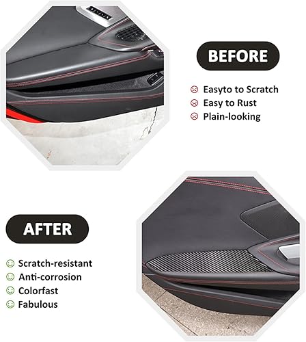 Vista 5 de CHEAYAR Panel de reposabrazos de fibra de carbono real 3D suave para puerta de automóvil, adorno decorativo compatible con Corvette C8 Stingray Z06