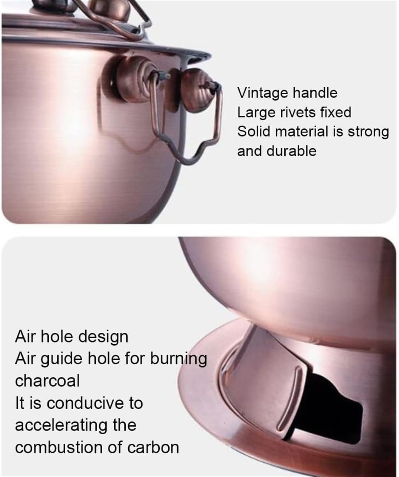 Olla Portátil para Camping Olla Caliente De Acero Inoxidable Antigua Beijing, Calentada con Carbón, Adecuada para Cena Familiar Cenas Picnics Restaurantes Y Buffets(A,34cm)