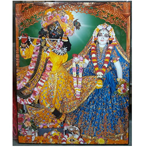 Templeshop Mayapur Iskcon Radha Krishna Photo Frame, Made by ply Wood Plastic for Home & Temple Decoraction Size (16/20 inches)