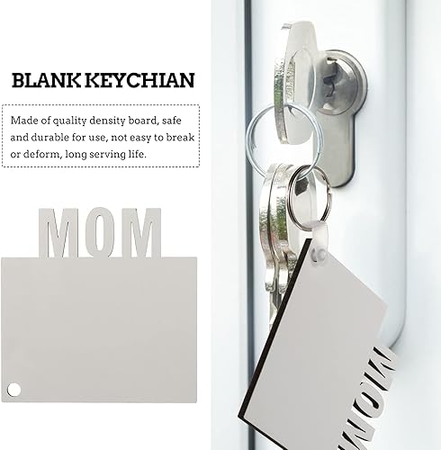 Miniatura 2 de EXCEART 8 llaveros en blanco de sublimación de transferencia de calor, llavero impreso de doble cara MDF DIY llavero en blanco con llaveros para
