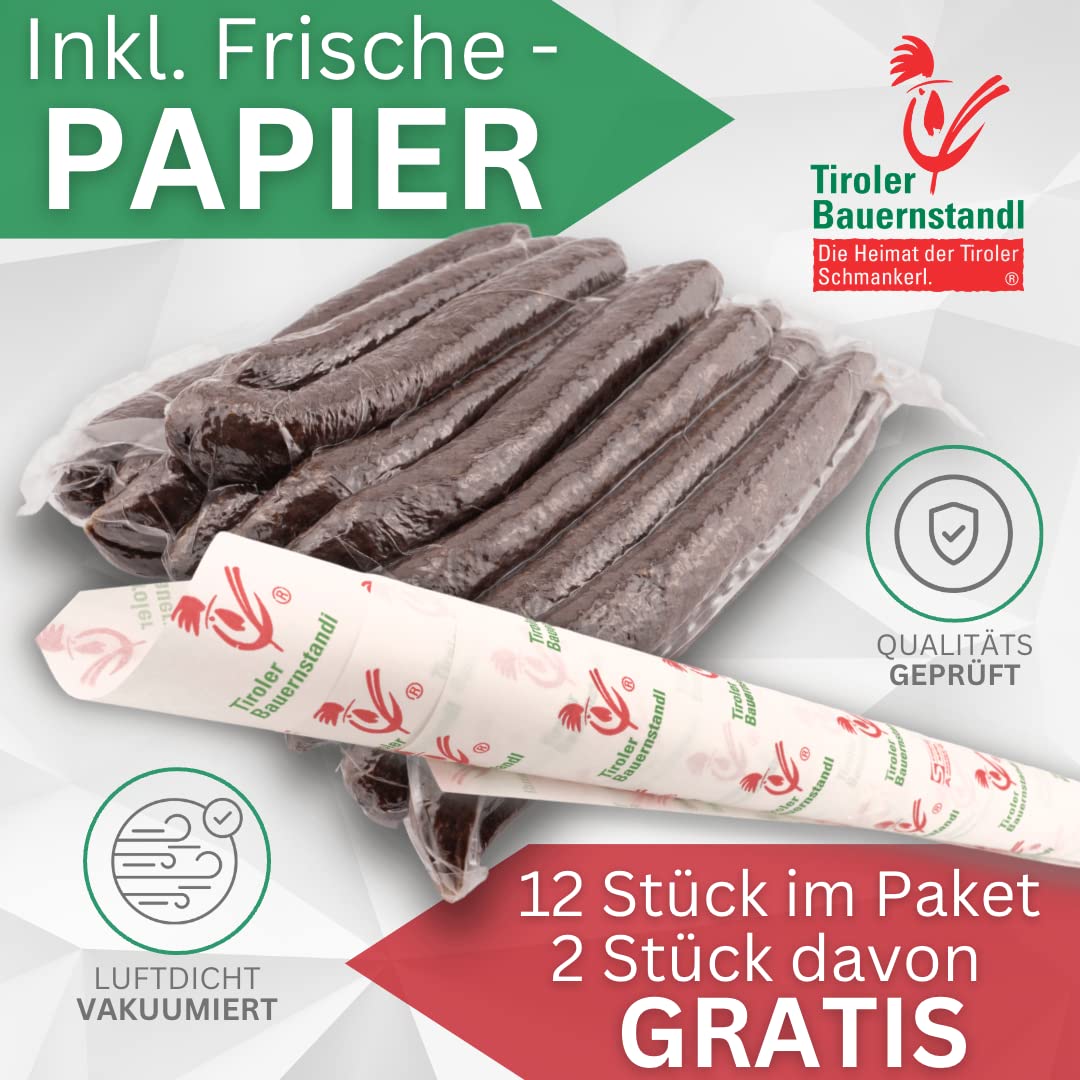 Tiroler Bauernstandl Kaminwurzen |100%| Rindfleisch [12 Stück] Rinder Mini Salami Rinder Wurst Salami luftgetrocknet Wurst Aufschnitt Mini Salami Fleisch & Wurstwaren geräuchertes Fleisch Beef Protein