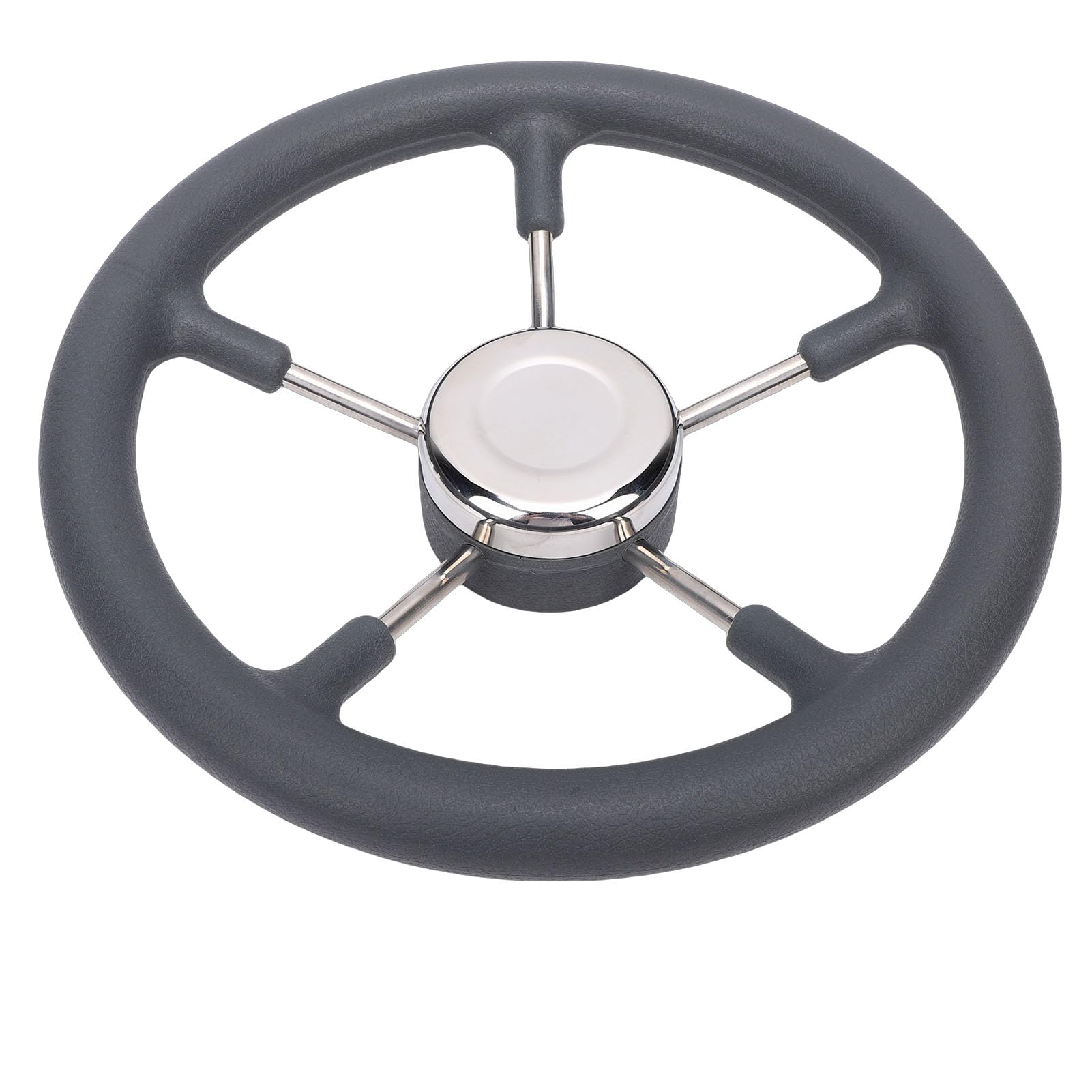 Tbest Volante para Barco de Acero Inoxidable de 13 Pulgadas, Dirección para Barco de Acero Inoxidable Estilo DestroyerRueda con Empuñadura de Espuma, 5 Radios, ángulo de 15 Grados