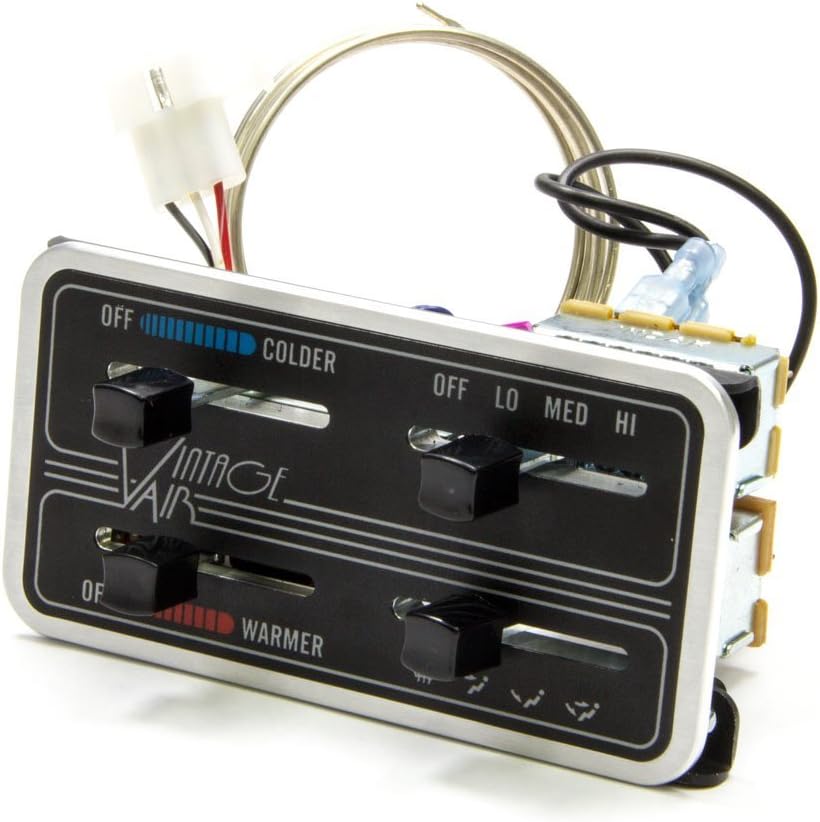 Vintage Air Climate Control Panel, Gen II Base Model, 4 Lever, Horizontal, 4.63 x 2.44 in Rectangle, In Dash, Aluminum, Black Paint, Each