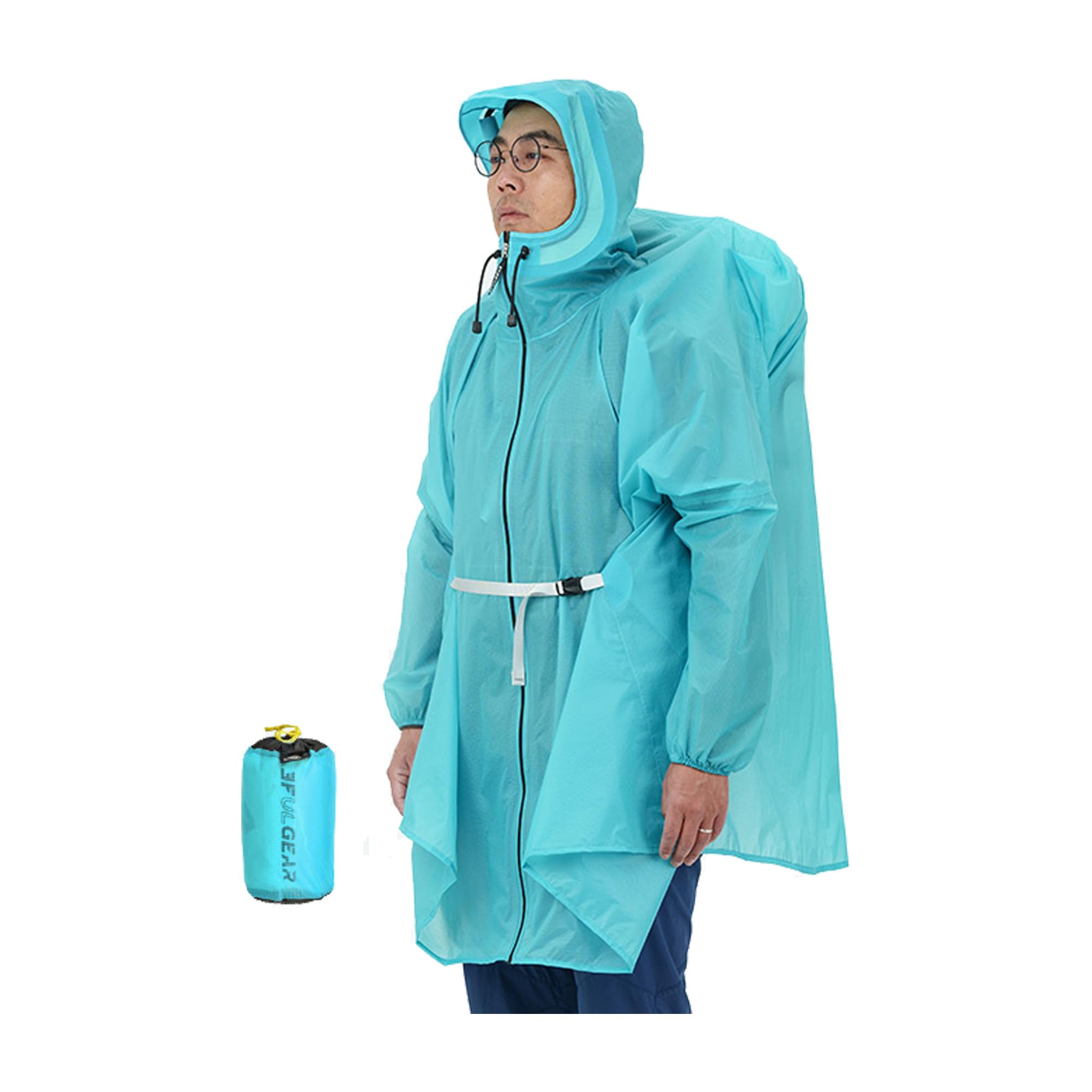 windhike 3F UL GEAR Leichte Regenjacke mit Reißverschluss, PU5000mm Wasserdicht,15D Nylon/210T Polyester,Regenponcho Herren&Damen 140-190cm für Bergsteigen Camping Wandern