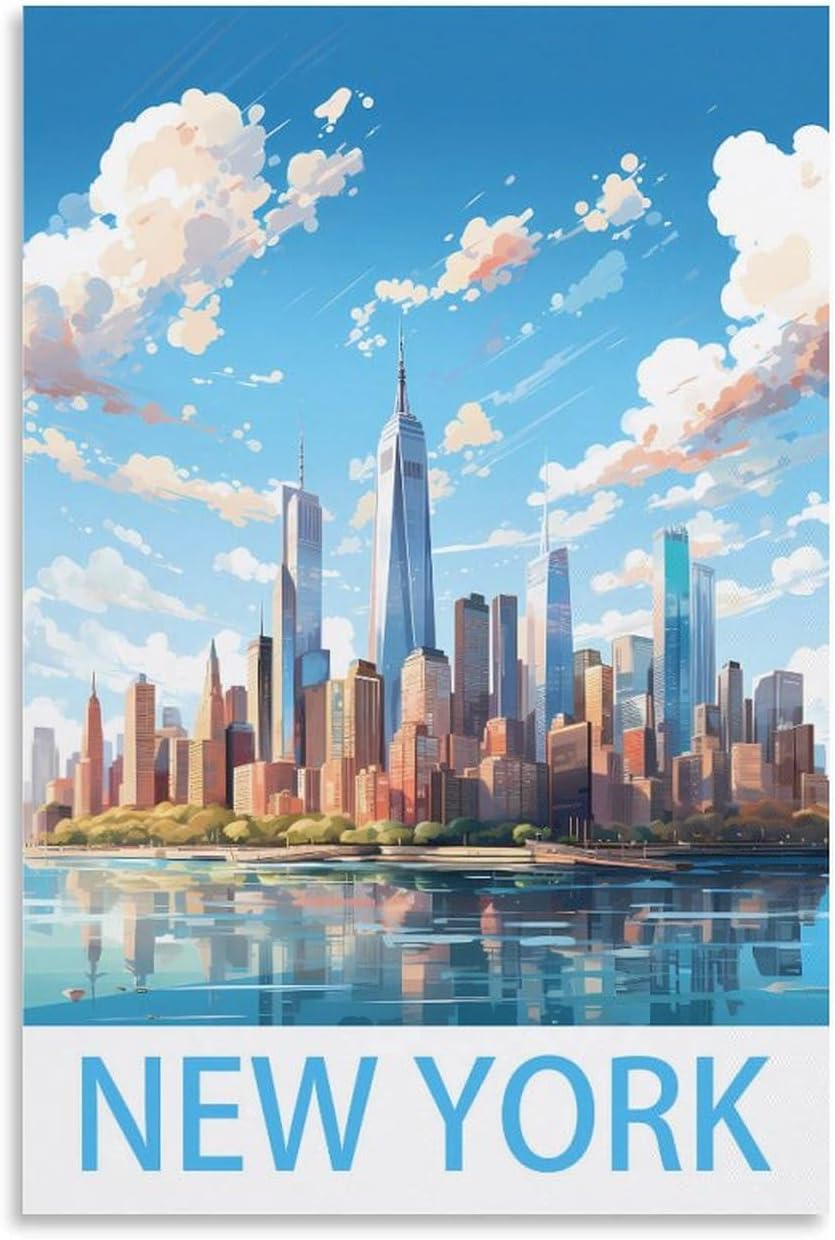 JavoN New York Vintage Travel Posters 08x12inch(20x30cm) Canvas Art Poster And Wall Art Picture Print Bedroom Decor