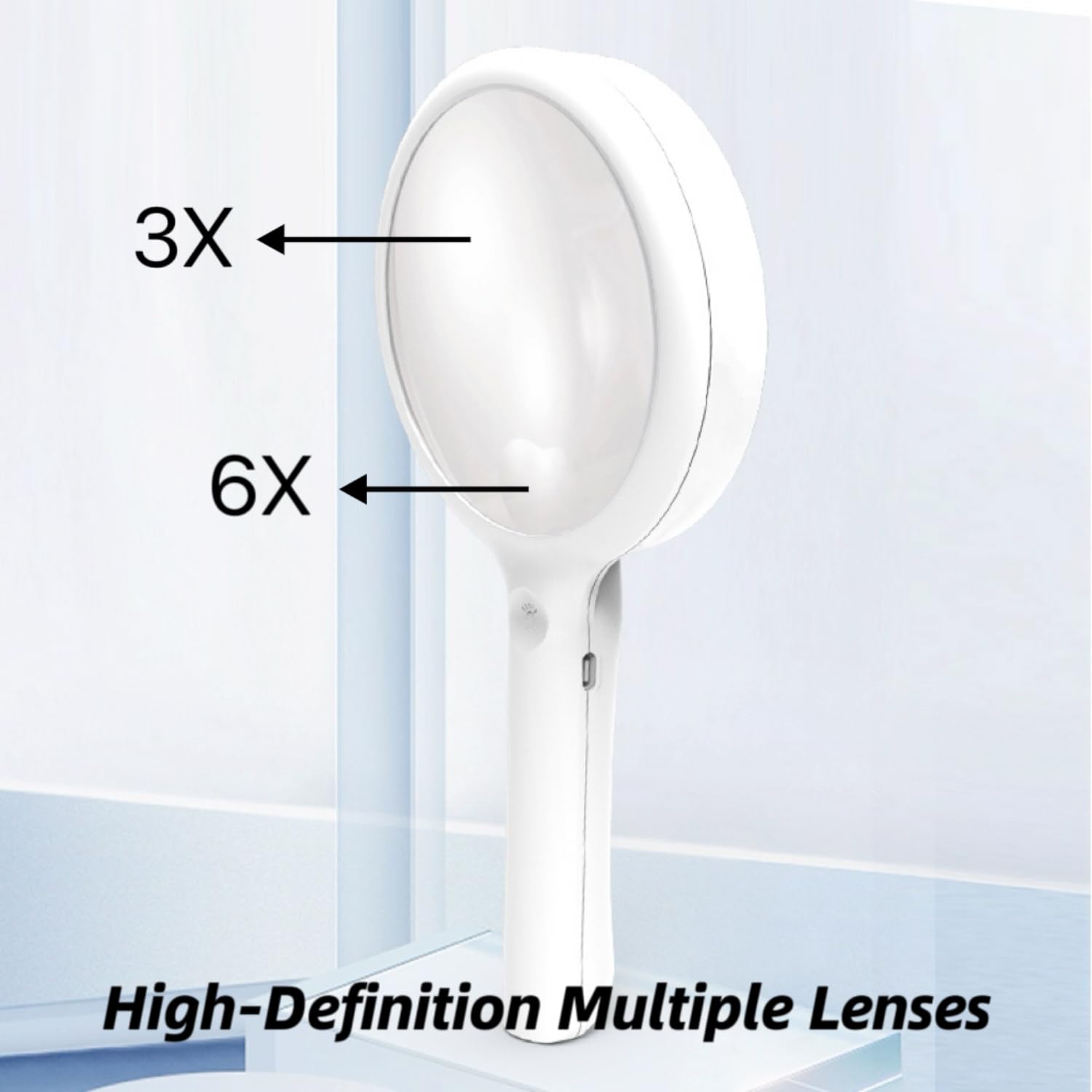 Handheld Magnifying Glass with 20 LED Lights, 3X 6X Magnifier with Light for Seniors & Kids, Suitable for Reading, Hobbies, Science